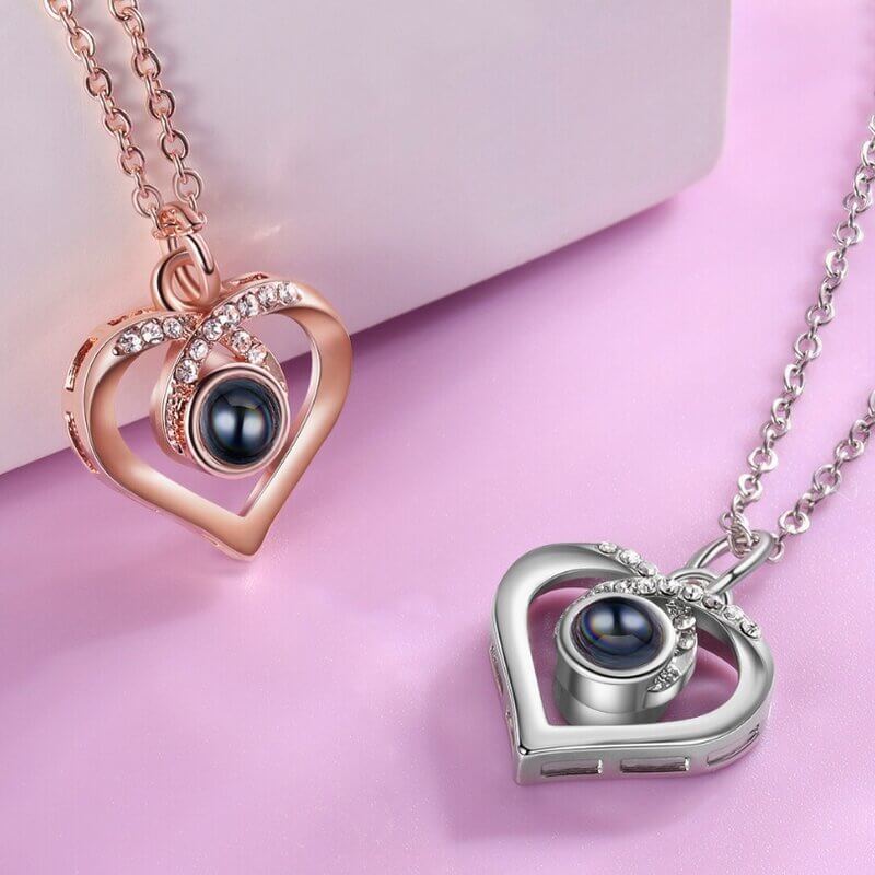 Photo Projection Necklace with Picture Inside | Heart Projection Necklace