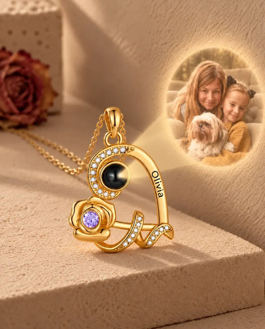 Photo Projection Necklace - projecting the hidden photo onto a wall