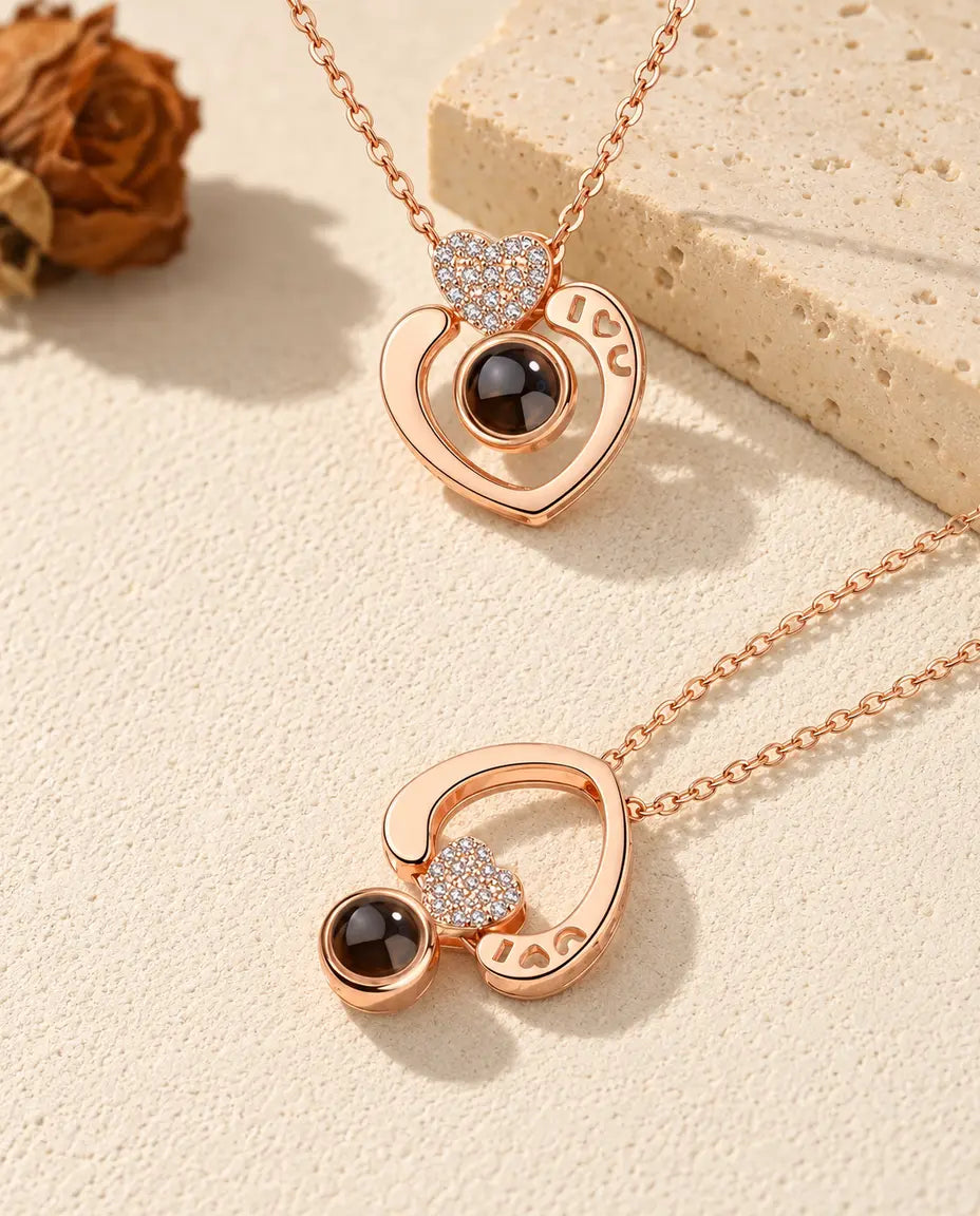 Two ways to wear the rose gold tone open heart: pave heart on top, or turned upside down with the stone at the bottom