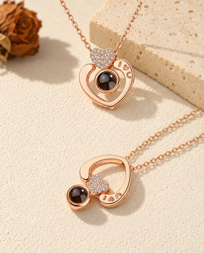 Two ways to wear the rose gold tone open heart: pave heart on top, or turned upside down with the stone at the bottom