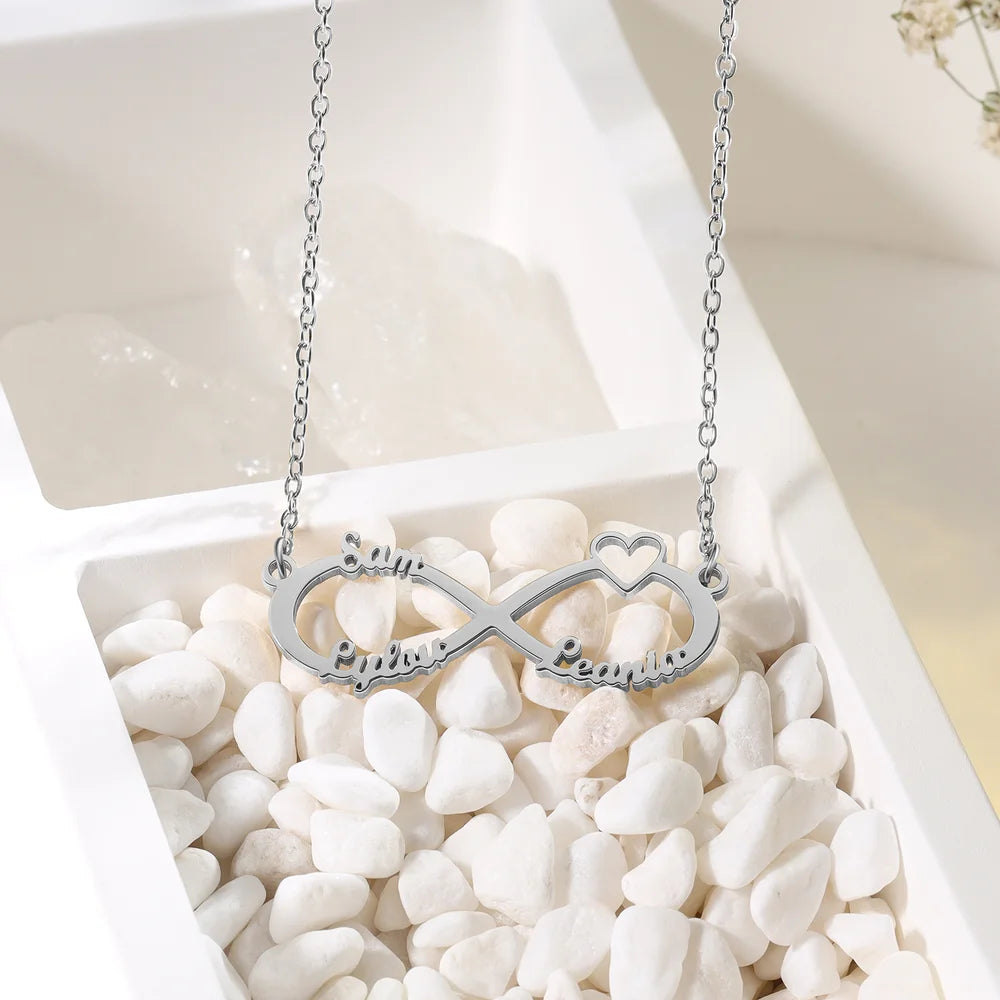 Personalised Infinity Name Necklace Custom 3 Name Necklace for Women IfShe UK