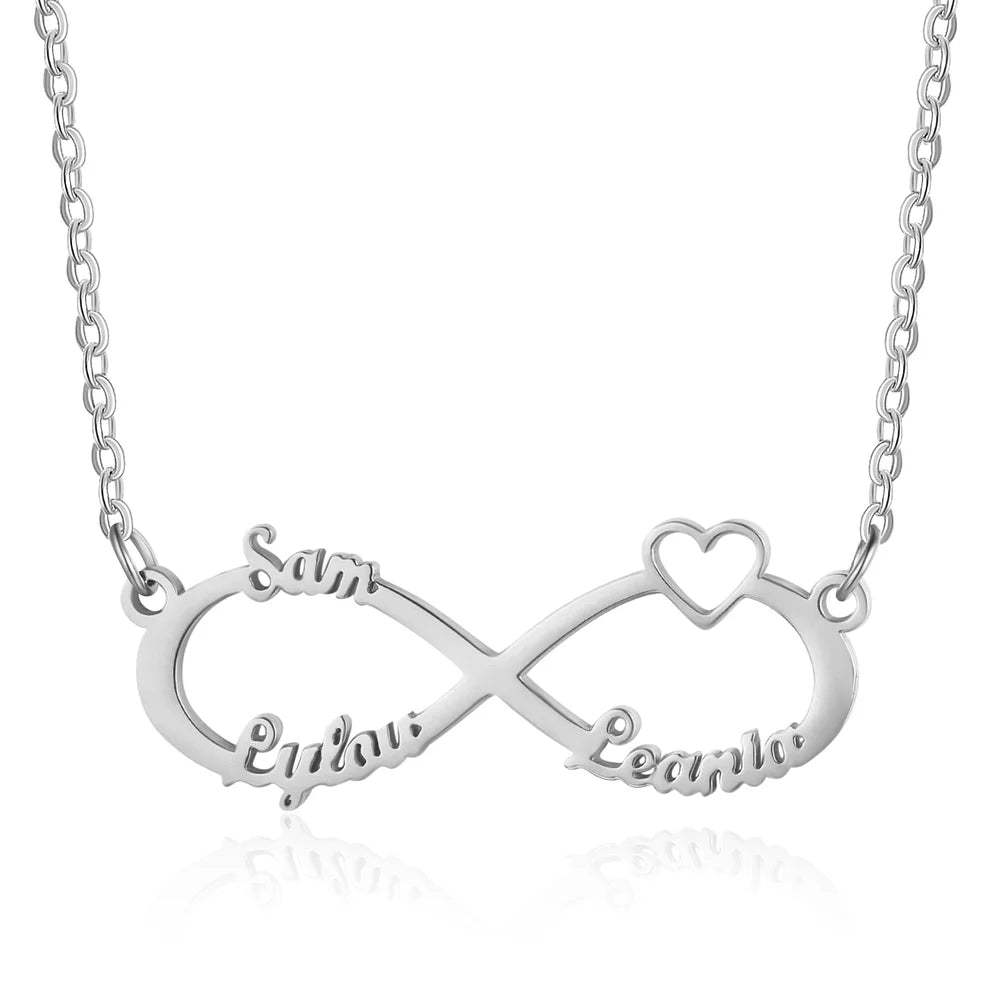 Personalised Infinity Name Necklace, Custom Infinity 3 Name Necklace, Infinity Necklace for Women