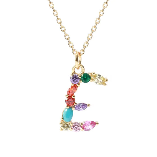 Initial Letter E Charm Necklace Sterling Silver