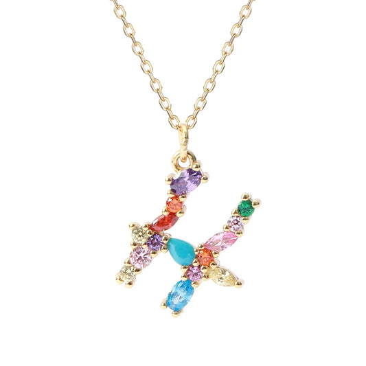 Initial Letter H Charm Necklace Sterling Silver