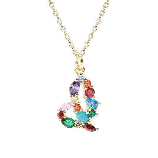 Initial Letter I Charm Necklace Sterling Silver