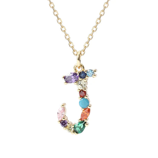 Initial Letter J Charm Necklace