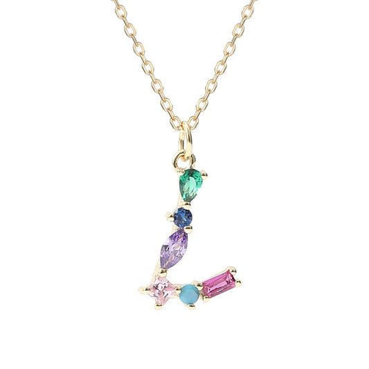 Initial Letter L Charm Necklace Sterling Silver