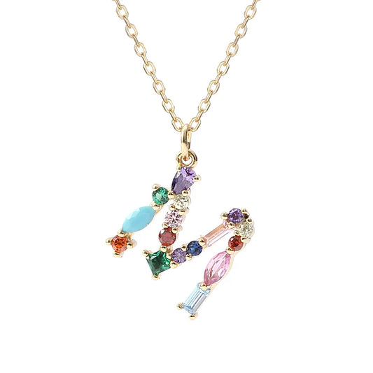 Initial Letter M Charm Necklace Sterling Silver