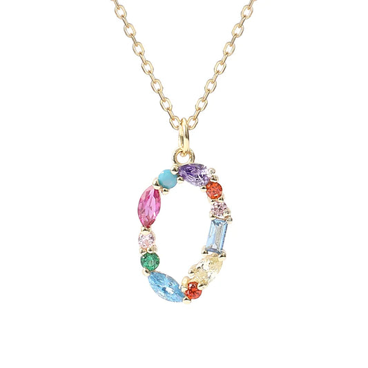 Initial Letter O Charm Necklace Sterling Silver