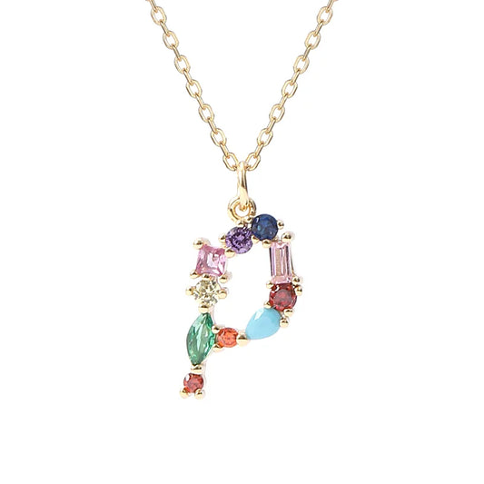 Initial Letter P Charm Necklace Sterling Silver