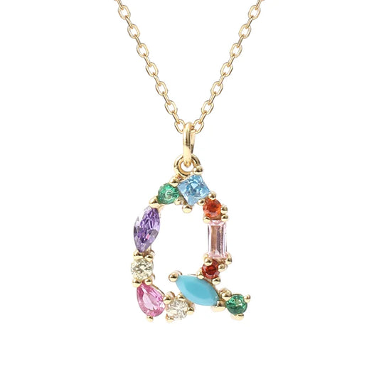Initial Letter Q Charm Necklace Sterling Silver