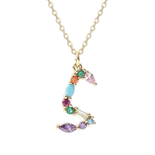 Initial Letter S Charm Necklace Sterling Silver