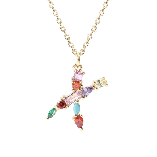 Initial Letter X Charm Necklace Sterling Silver