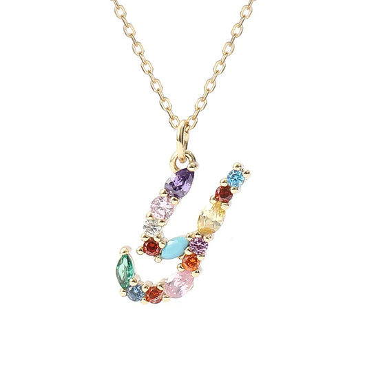 Initial Letter Y Charm Necklace Sterling Silver