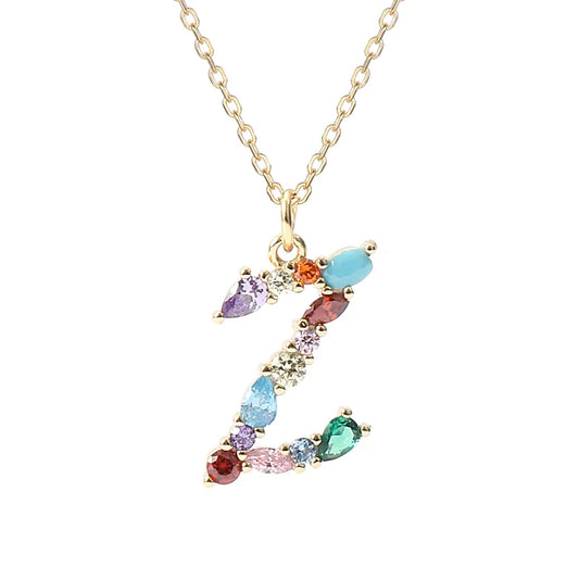 Initial Letter Z Charm Necklace Sterling Silver