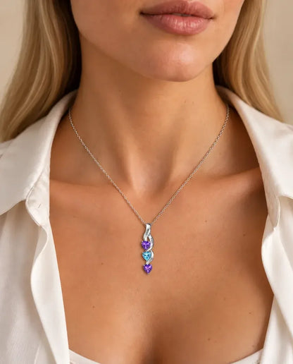Personalised Birthstone Necklace for Mum - worn on a model