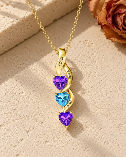 Personalised Birthstone Necklace for Mum - in gold finish