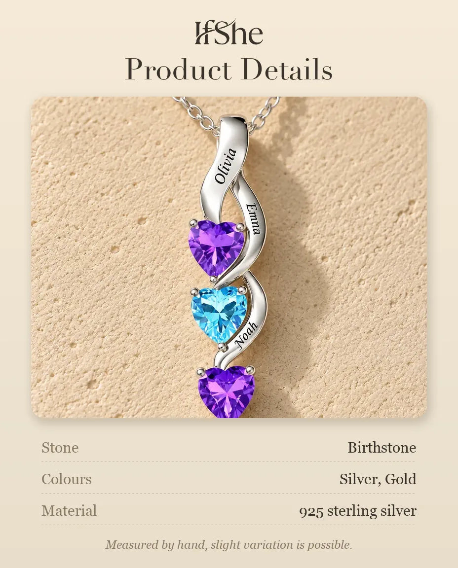 Personalised Birthstone Necklace for Mum - size and material details