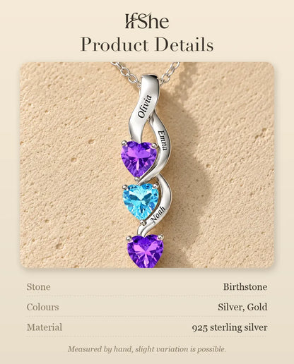 Personalised Birthstone Necklace for Mum - size and material details