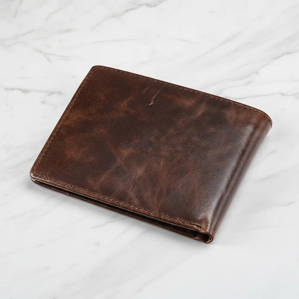 Classic Brown Personalised Leather Wallet for Men – Engrave with Initial for the Perfect Gift