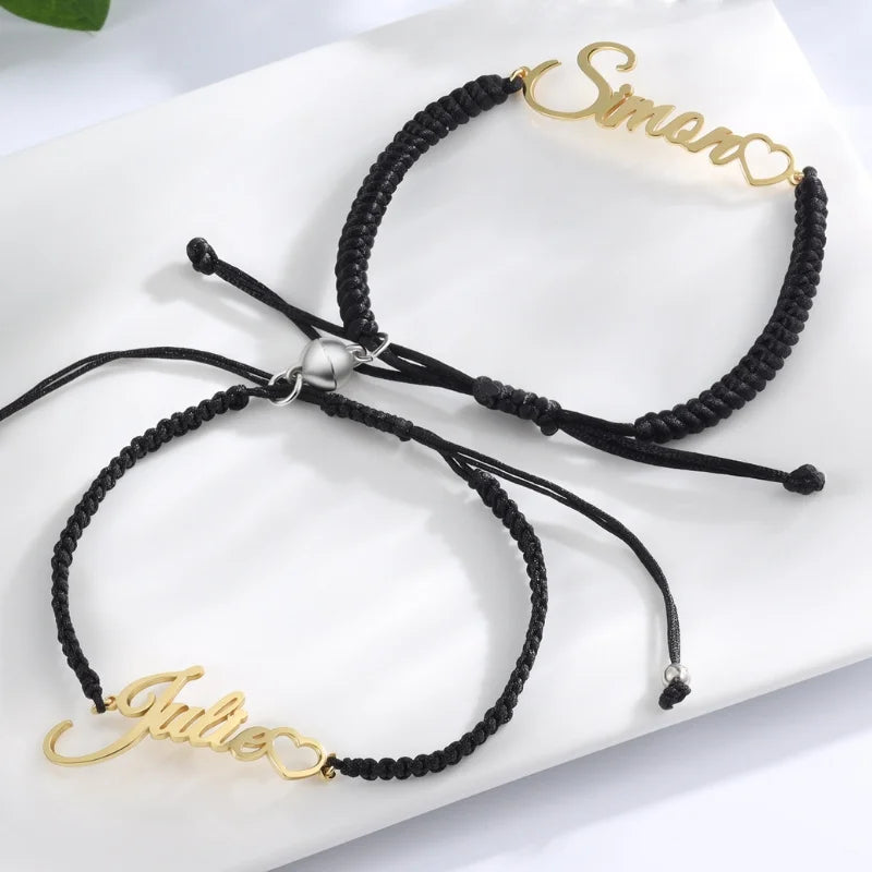 Matching Bracelets | Couple Bracelets | Magnetic Bracelets | Personalised Couple Name Bracelets