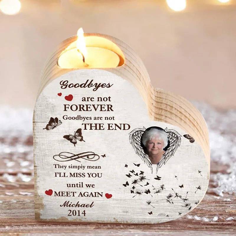 Personalised Candle Holder with Photo | Personalised Memorial Candle Holder | Personalised Wooden Candle Holder
