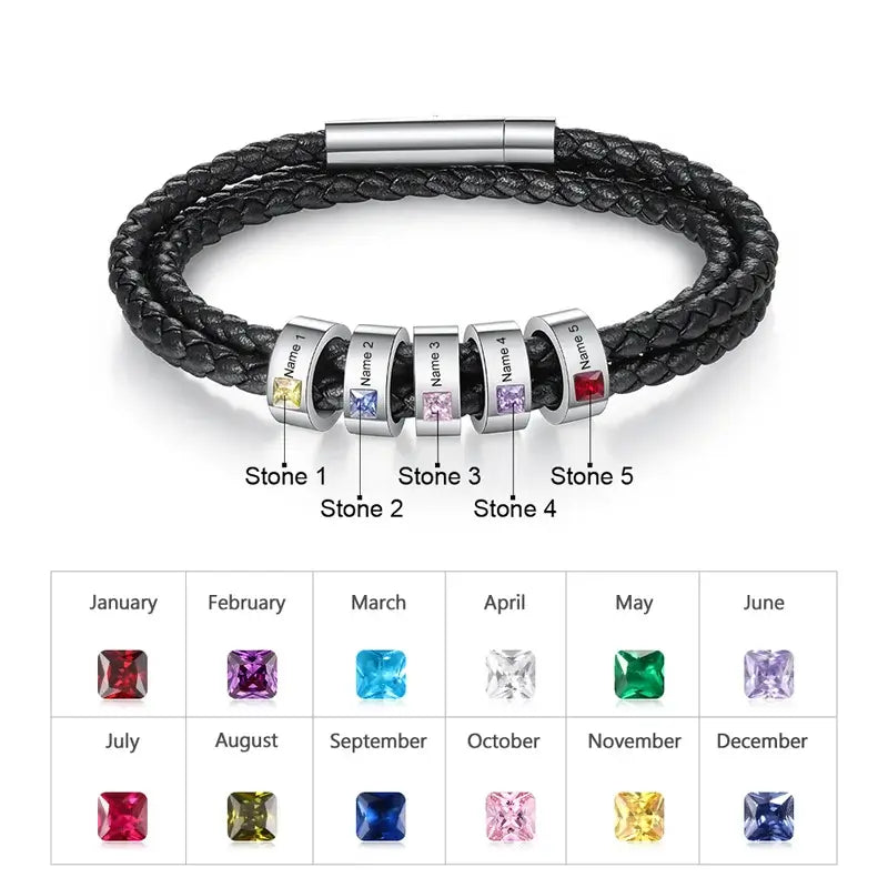 Mens 2025 birthstone bracelet