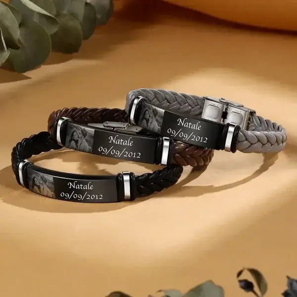 Personalised leather bracelet for her discount