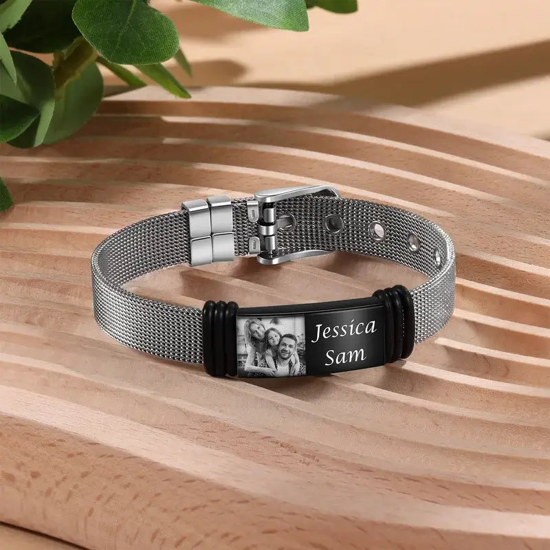 Personalised Men's Photo Bracelet Stainless Steel