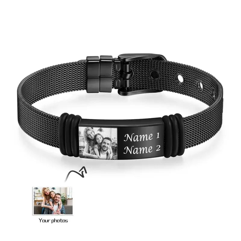 Personalised Men's Photo Bracelet Stainless Steel