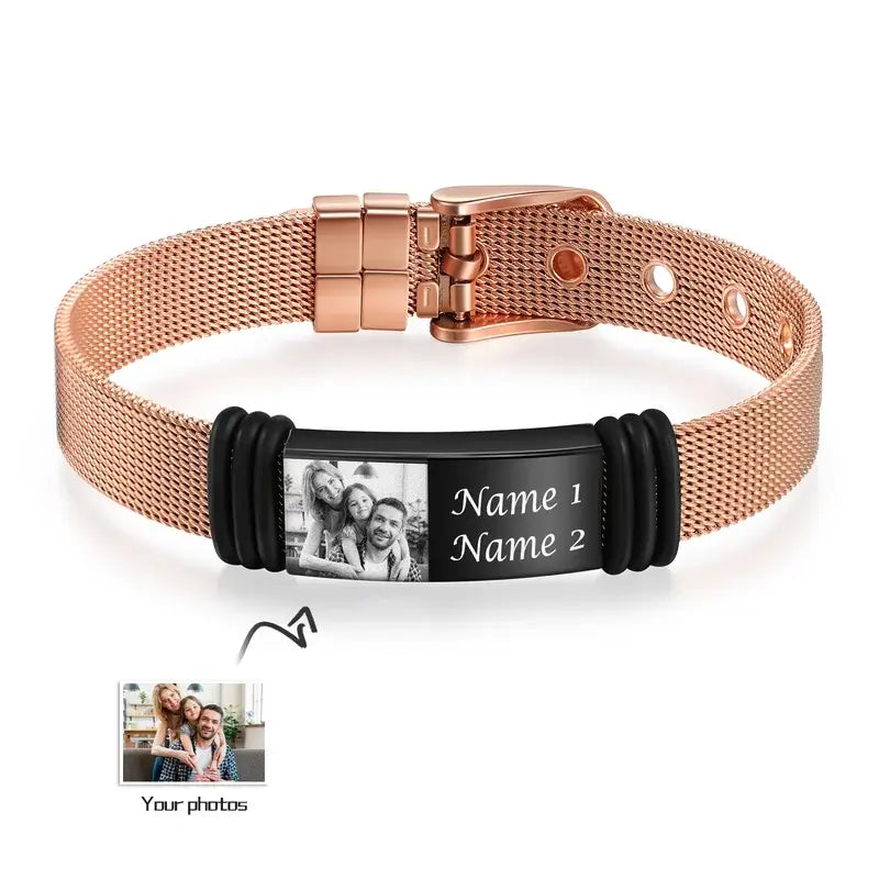 Personalised Men's Photo Bracelet Stainless Steel