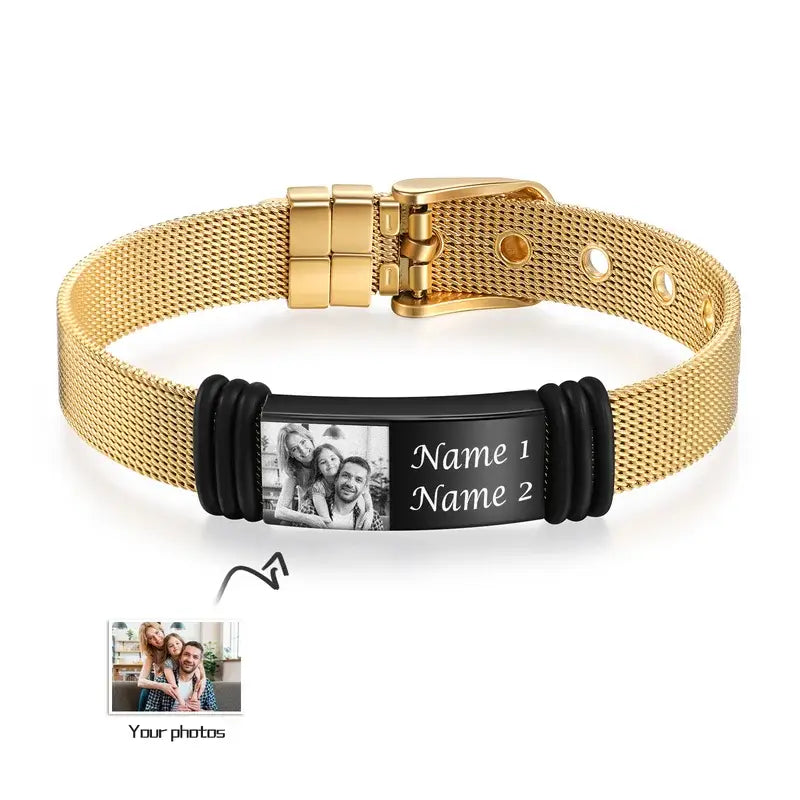 Personalised Men's Photo Bracelet Stainless Steel