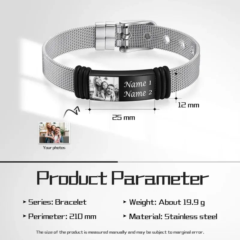 Personalised Men's Photo Bracelet Stainless Steel