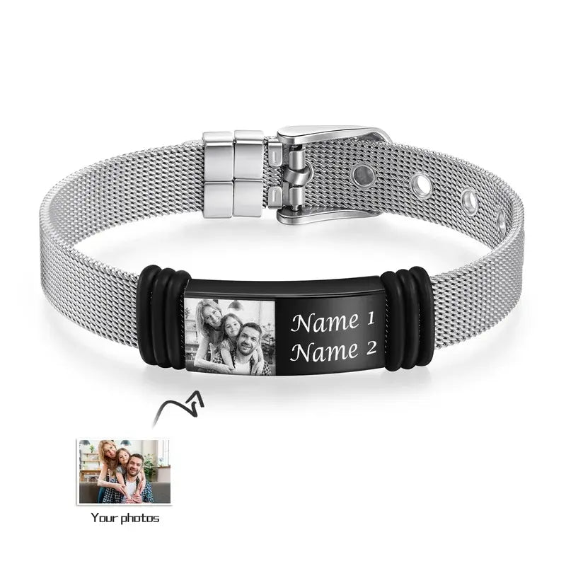 Personalised Men's Photo Bracelet Stainless Steel