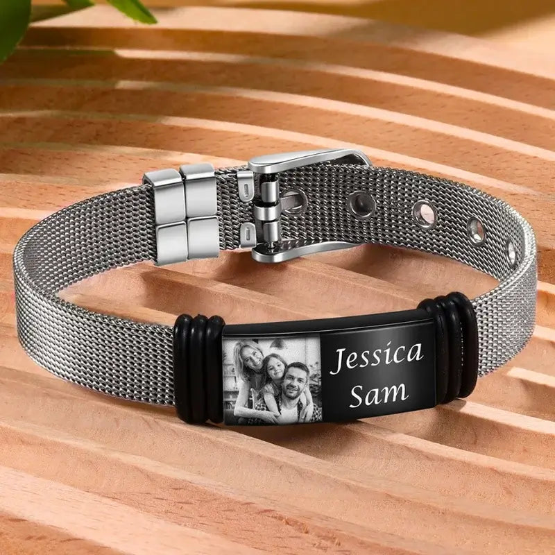 Personalised Men's Photo Bracelet Stainless Steel