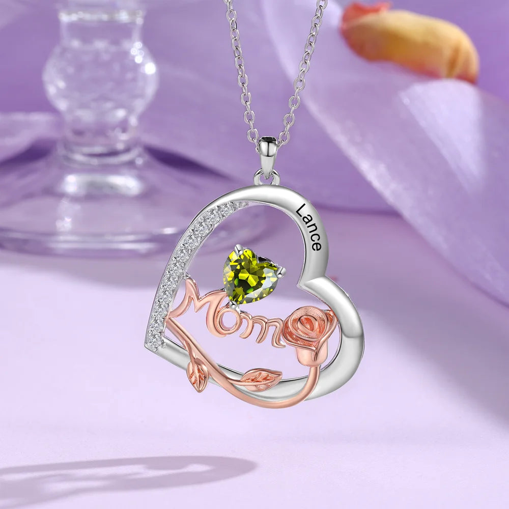 Personalised Necklace for Mum, Personalised Mom Jewellery Necklace, Mother's Day Necklace with Names and Birthstones