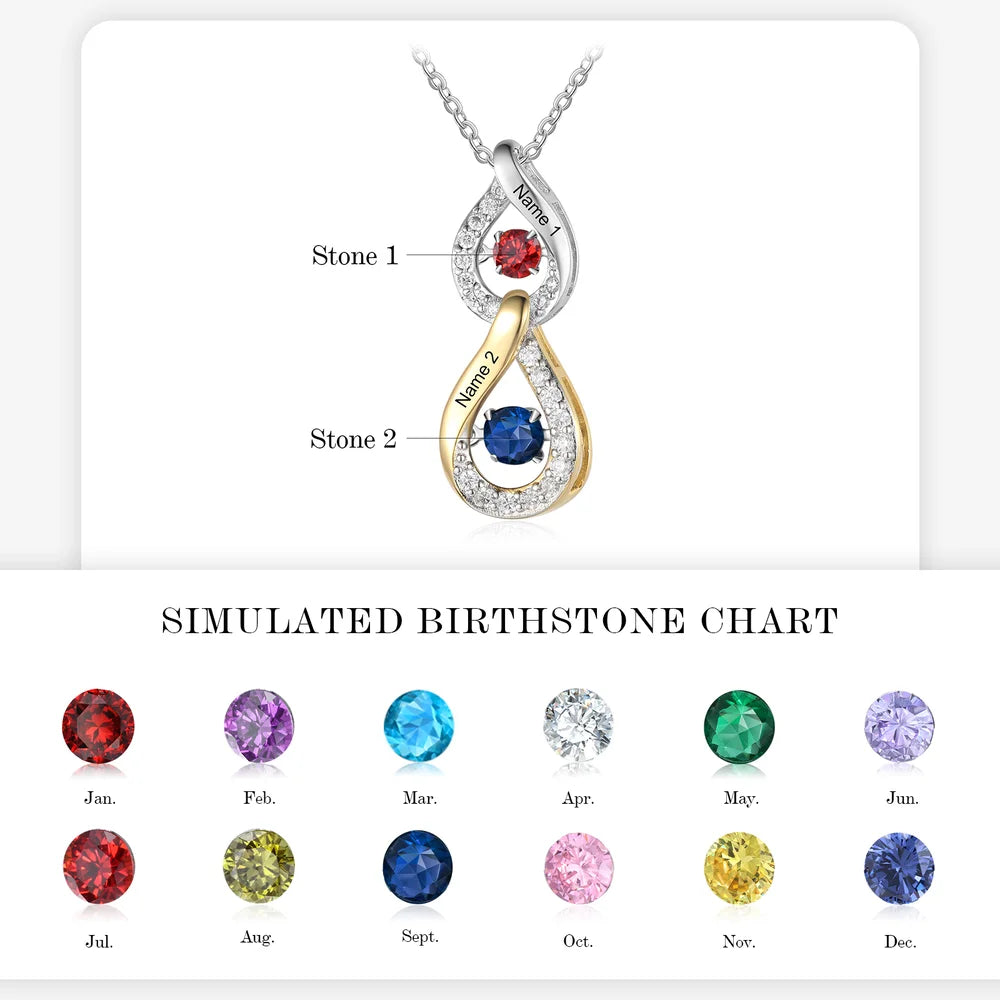 Personalised Necklace for Mum with Names and Birthstones, Mother's Day Necklace, Personalised Jewellery for Mum