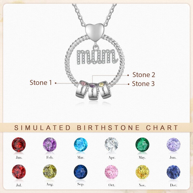 Ifshe Jewelry Engraved Mom Birthstone Necklace Ifshe Jewelry