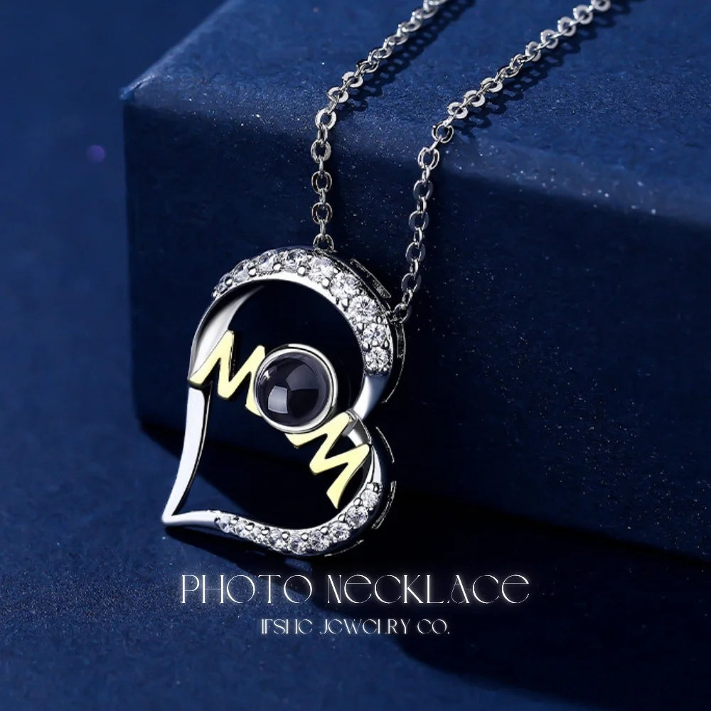 Personalised Mum Pendant Photo Necklace – Projection Necklace with Picture Inside