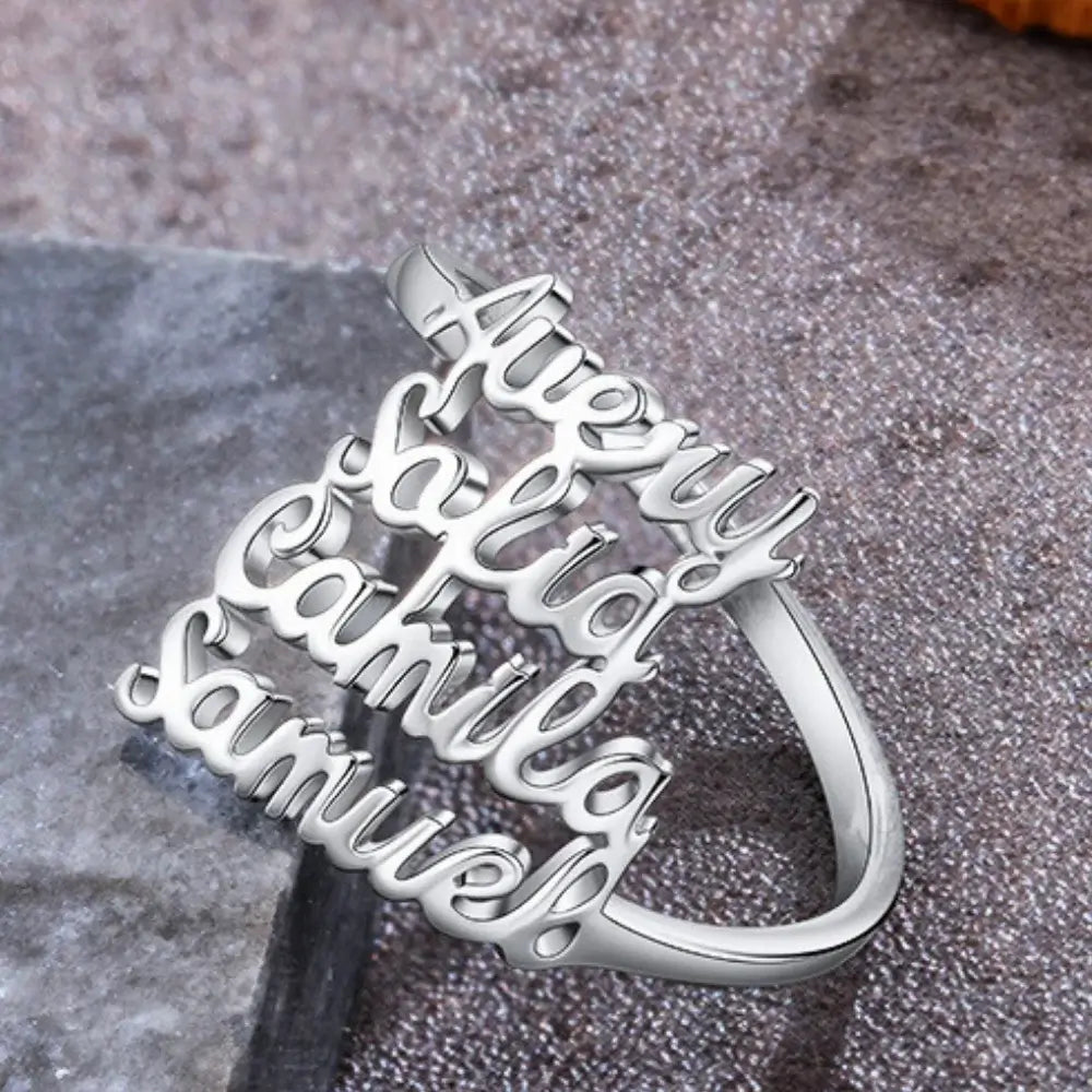 Personalised Ring with Children's Names, Personalised Mum Ring in 3 Colours