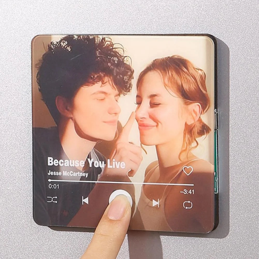 Personalised Photo & Music Fridge Magnet, Colorful Frame Album Fridge Magnet, Music Wall Photo Sticker Music Movement That Can Be Played Gift for Couple