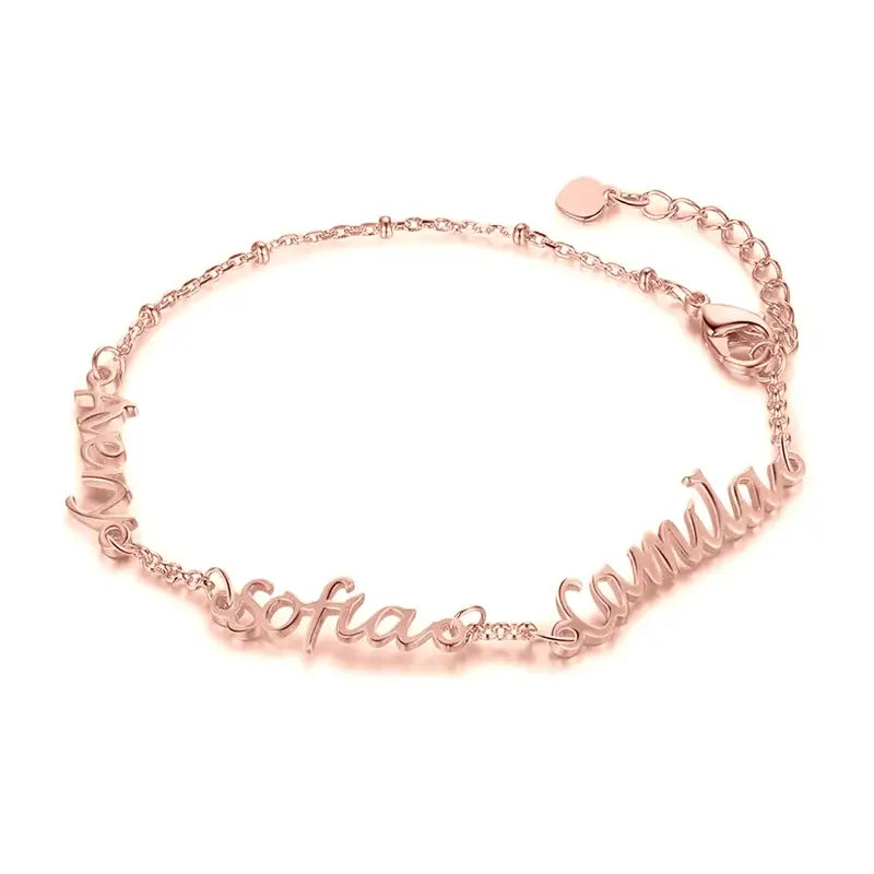 Personalised Name Bracelet, Bracelet with 1-3 Name, Name Bracelet for Women, Sterling Silver Name Bracelet