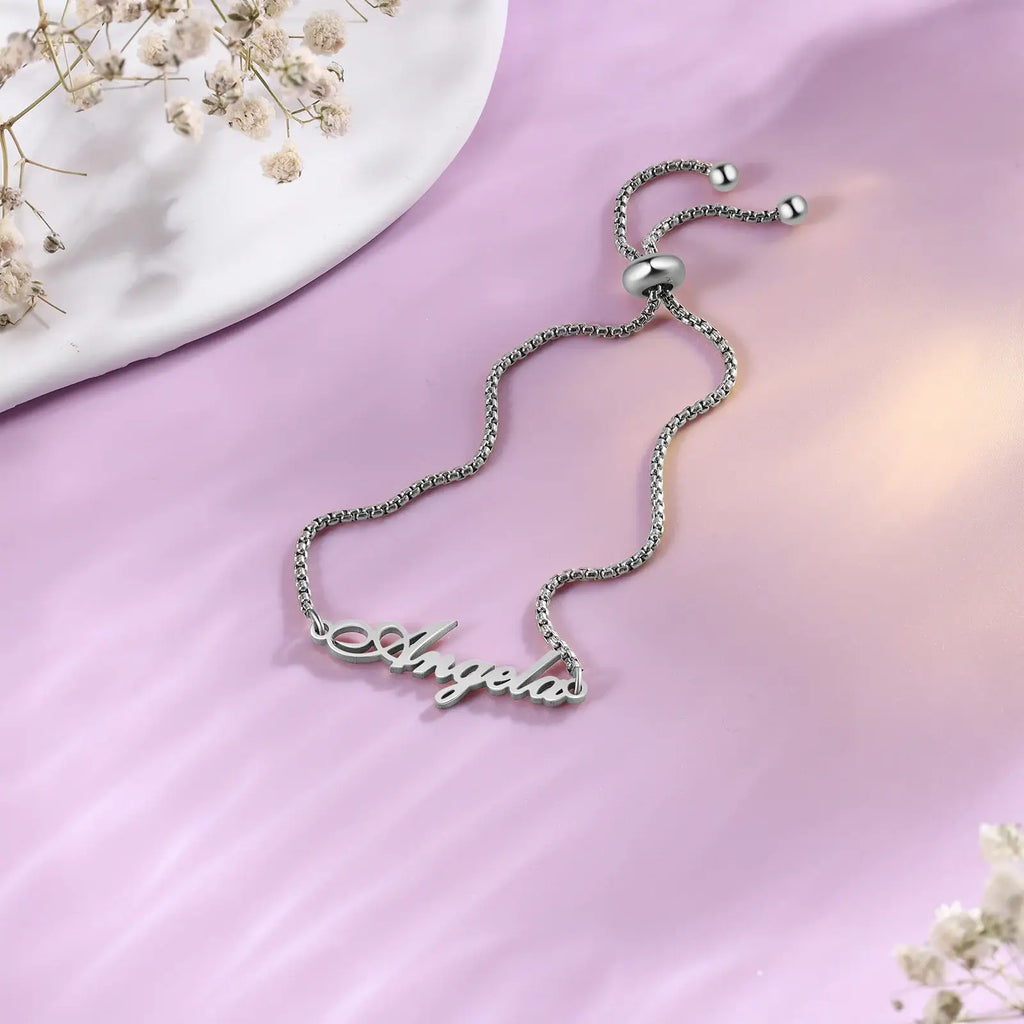 Personalised Name Bracelet Silver/Gold/Rose Gold, Custom Name Bracelet for Women