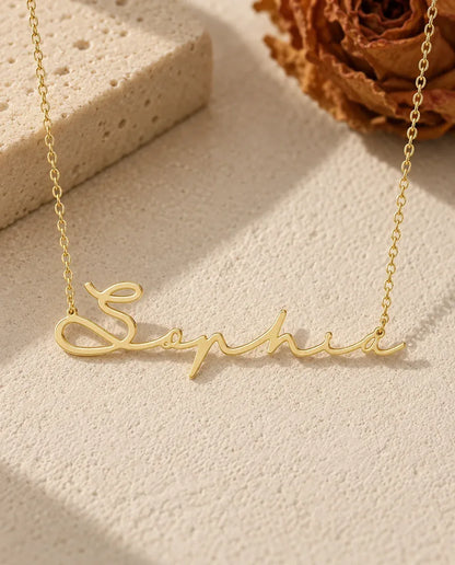 Personalised Cursive Name Necklace - in gold finish