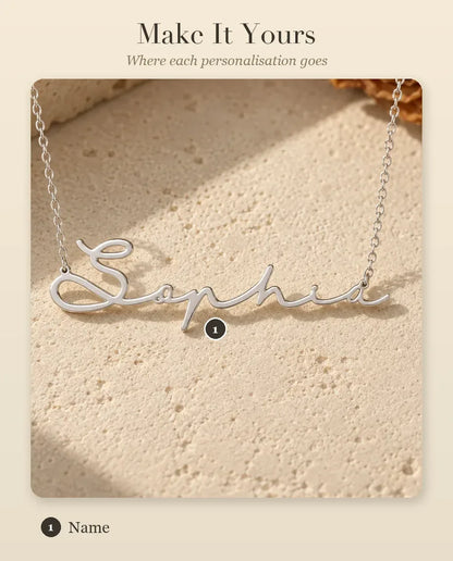 Personalised Cursive Name Necklace - personalisation guide: where each name goes