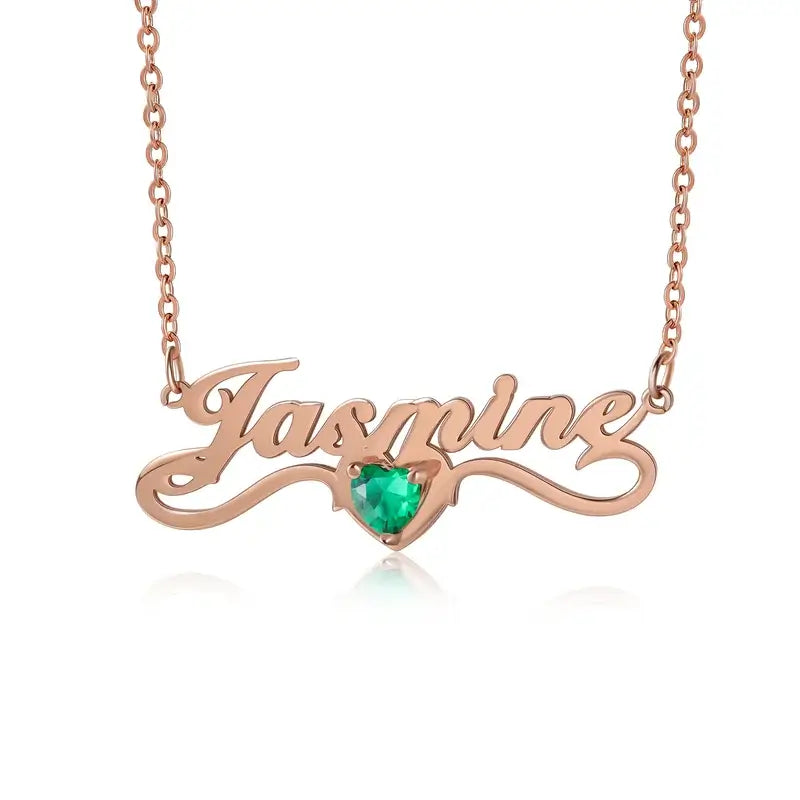 Name Necklace with Birthstone | Personalised Name Necklace Silver/Rose Gold/Gold | Nickname Necklace