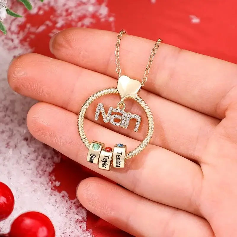 Personalised Nan Necklace for Mum 1 8 Birthstone Necklace with