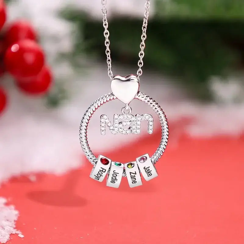 Personalised Nan Necklace for Mum 1 8 Birthstone Necklace with