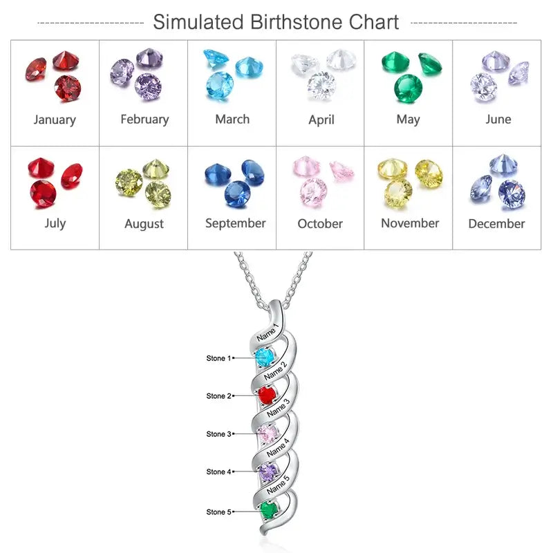 Personalised Necklace for Mum | Mum Necklace with Names and Birthstones | Up to 7 Names and Birthstones