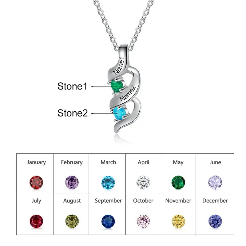 Personalised Necklace for Mum | Mum Necklace with Names and Birthstones | Up to 7 Names and Birthstones
